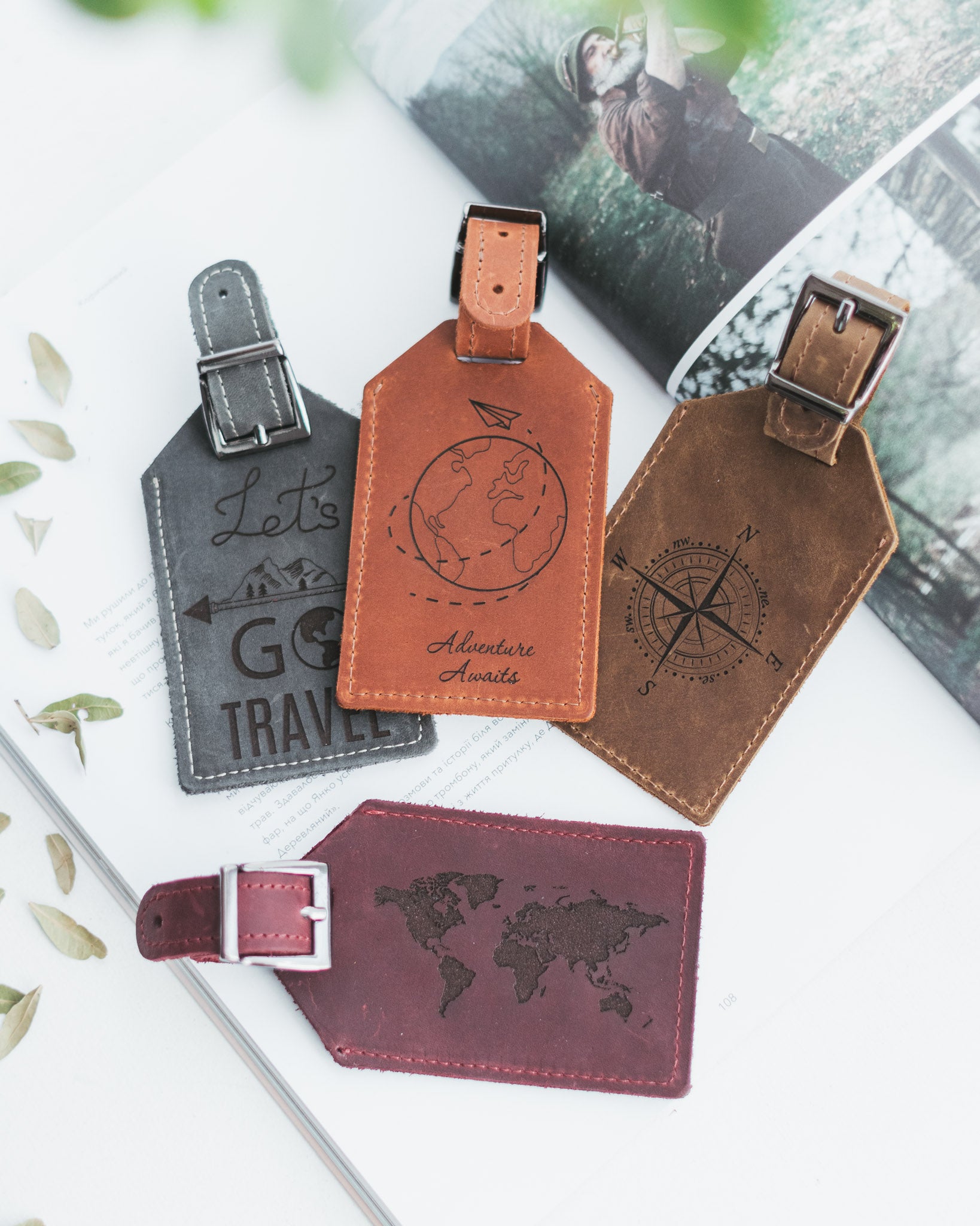travel leather  tags 